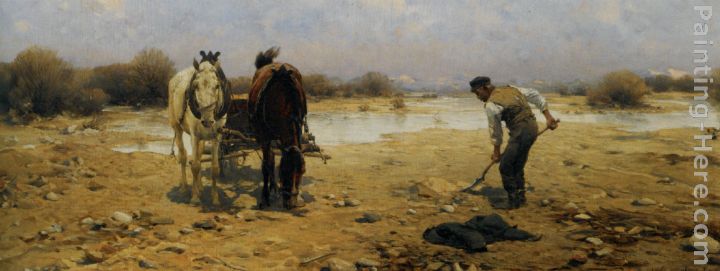 The Sand Digger painting - Alfred von Kowalski Wierusz The Sand Digger art painting